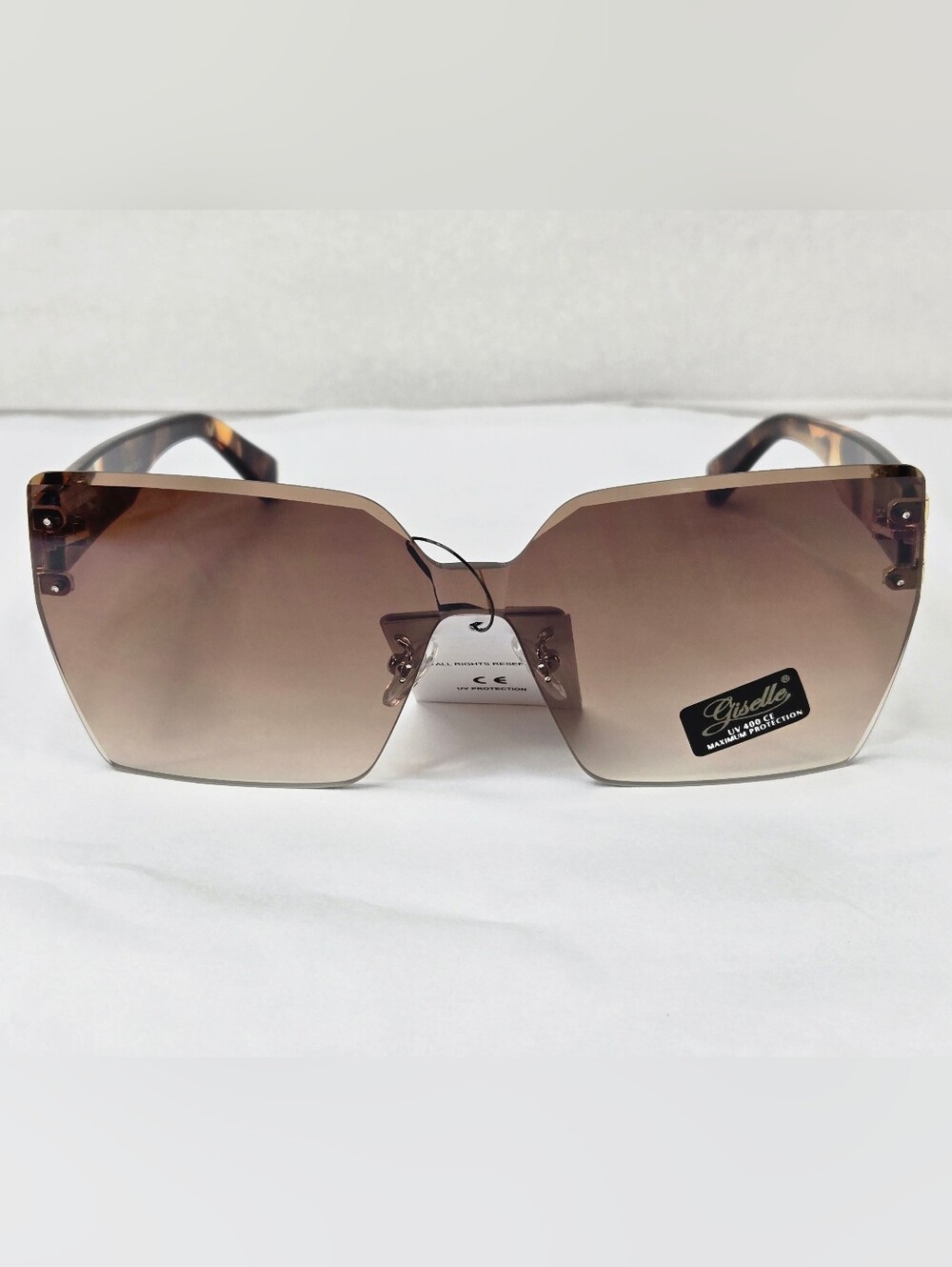 Giselle Rimless Tortoise Brown Smoke Gradient Sunglasses Contemporary Women's